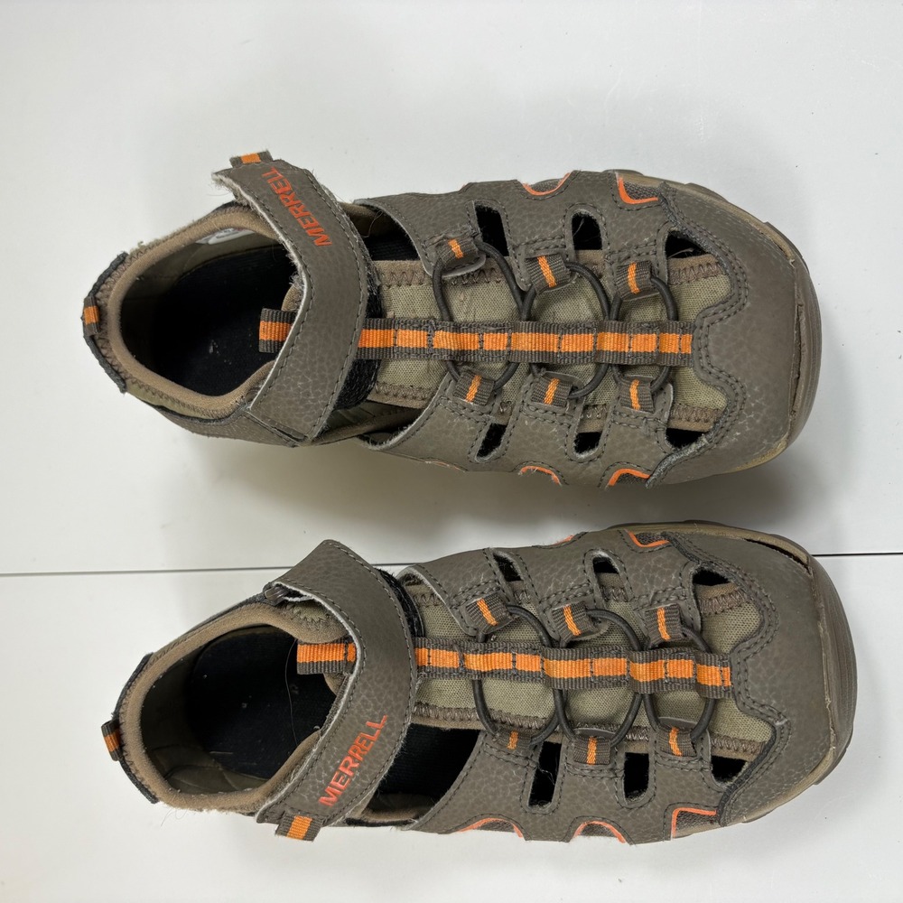 Merrell Kids Outdoor Sport Sandals Brown Orange Size‎ 4 Hook Loop